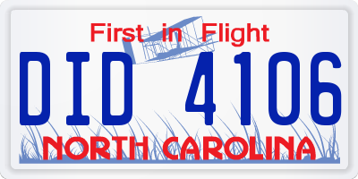 NC license plate DID4106