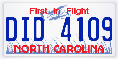 NC license plate DID4109