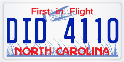 NC license plate DID4110