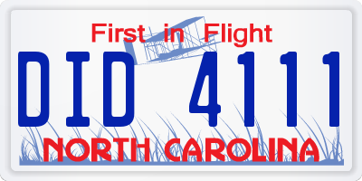 NC license plate DID4111