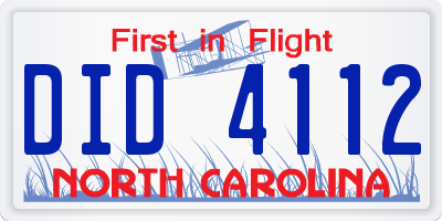 NC license plate DID4112