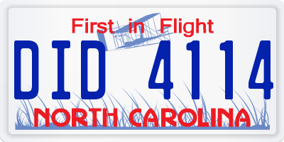 NC license plate DID4114