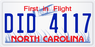 NC license plate DID4117