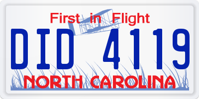 NC license plate DID4119