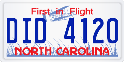 NC license plate DID4120