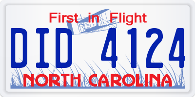 NC license plate DID4124