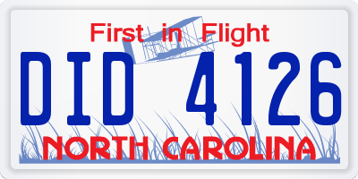NC license plate DID4126