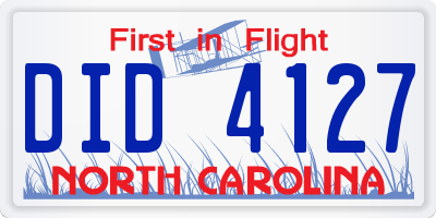 NC license plate DID4127
