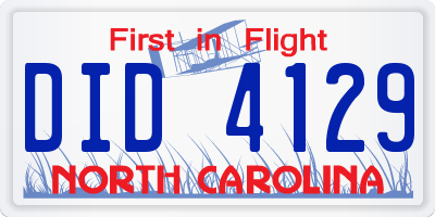 NC license plate DID4129