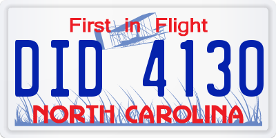 NC license plate DID4130