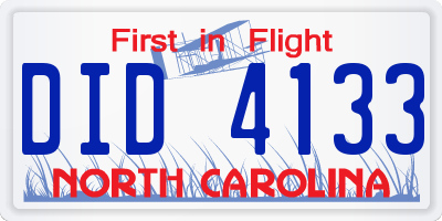 NC license plate DID4133