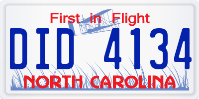 NC license plate DID4134