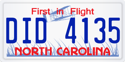 NC license plate DID4135