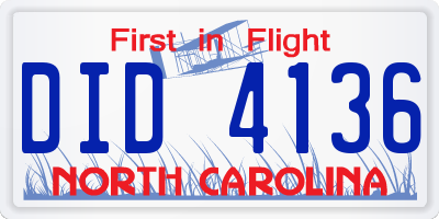 NC license plate DID4136
