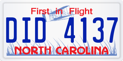 NC license plate DID4137