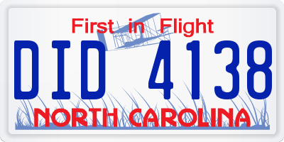 NC license plate DID4138