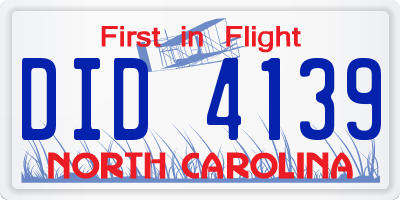 NC license plate DID4139
