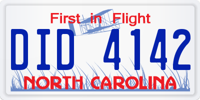 NC license plate DID4142