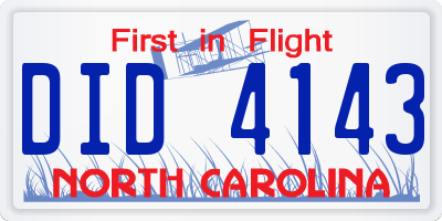 NC license plate DID4143