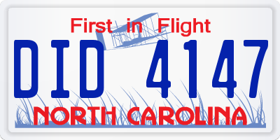 NC license plate DID4147