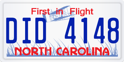 NC license plate DID4148