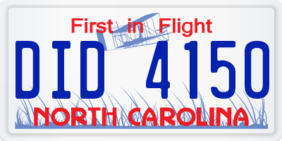 NC license plate DID4150