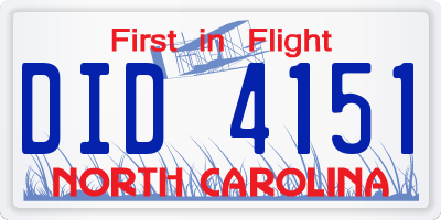 NC license plate DID4151