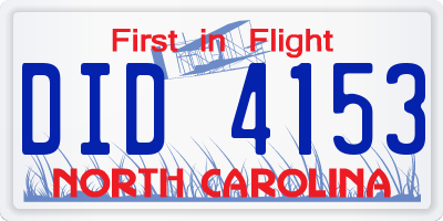 NC license plate DID4153