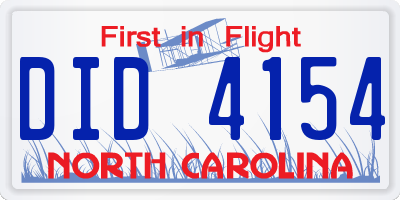 NC license plate DID4154