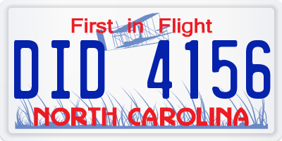 NC license plate DID4156
