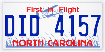 NC license plate DID4157