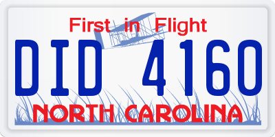 NC license plate DID4160