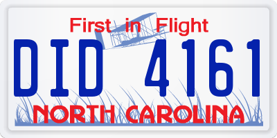 NC license plate DID4161