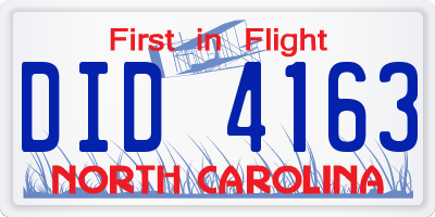 NC license plate DID4163