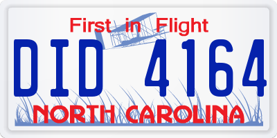 NC license plate DID4164