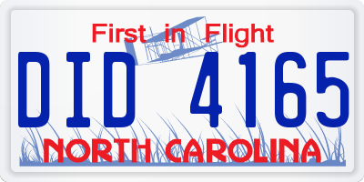 NC license plate DID4165