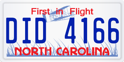 NC license plate DID4166