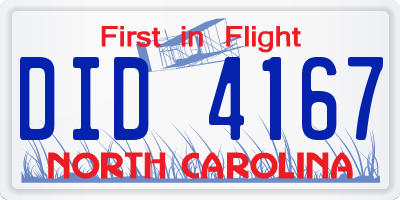 NC license plate DID4167