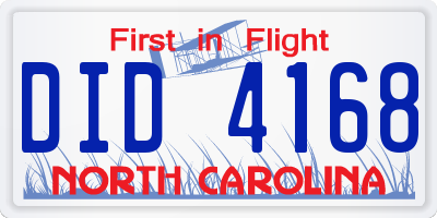 NC license plate DID4168