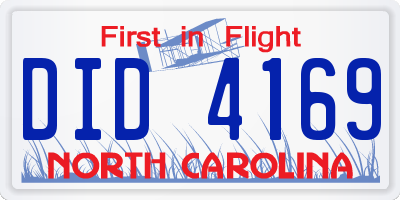 NC license plate DID4169