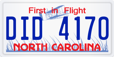 NC license plate DID4170