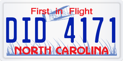 NC license plate DID4171