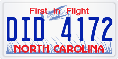 NC license plate DID4172