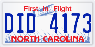 NC license plate DID4173