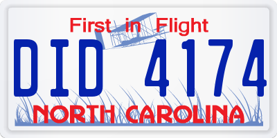 NC license plate DID4174