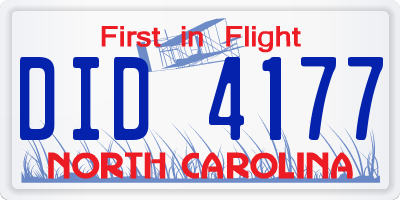 NC license plate DID4177