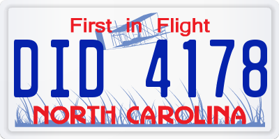 NC license plate DID4178