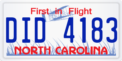 NC license plate DID4183