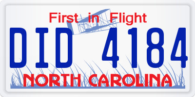 NC license plate DID4184