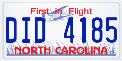 NC license plate DID4185